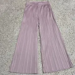 ワイドパンツ プリーツデザイン　薄ピンク