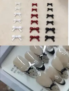 ブラック　ミニリボン　ネイルパーツ　3サイズミックス45個　レジン　アート