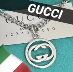 美品　GUCCI 丸型インターロッキングペンダント