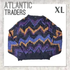 ATLANTIC TRADERS 総柄ジグザグアクリルセーターメンズXL