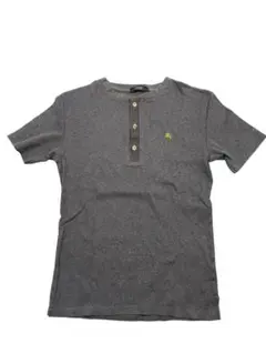 BURBERRY BLACK LABELメンズヘンリーネックリブTシャツグレーのサムネイル