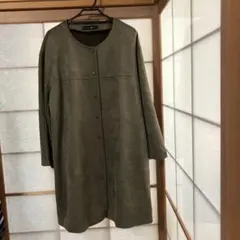 TAKASHI MAYA スェード調コート　 3L オリーブグリーン