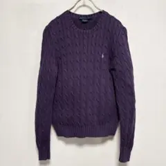 【美品】Ralph Lauren パープル ケーブルニットコットン サイズM