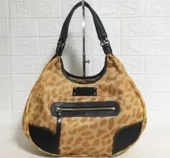 no26153 ケイトスペード 豹柄 レザー ナイロン トート バッグ
