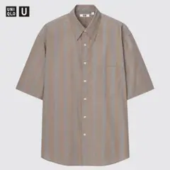 美品 UNIQLO U オーバーサイズストライプシャツ（5分袖） L ユニクロ