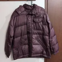 バーガンディ フード付きダウンジャケット