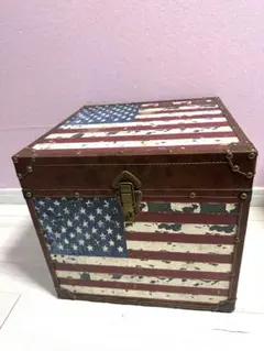 アメリカ国旗柄　エイジング加工　収納ボックス