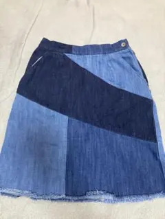 w closet デニムパッチワークひざ丈スカート
