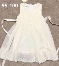 未着用 タグ付き アイボリー フリル付きワンピース 95 100