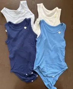 ベビー肌着ロンパース ノースリーブ夏用 男の子 ブルー