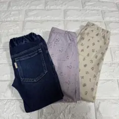 デニム 花柄ボトムス 3点セット 110