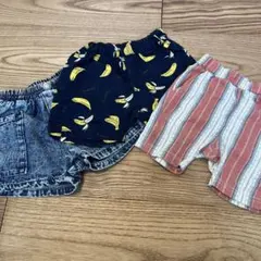 バースデイ　フタフタ　バナナ柄　ストライプ柄　パンダ柄　短パン3点セット