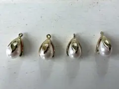 アクセサリーパーツ ハンドメイド素材 no.9 パール風ドロップ型チャーム 4個