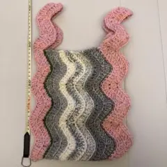 ハンドメイド　かぎ針編みエコバッグ 波型デザイン