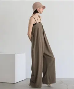 【新品タグ付】セレクトモカ フロントタックルーズサロペット ブラック Fのサムネイル