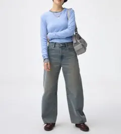 【GU】バレルレッグジーンズ 丈短め Mサイズ