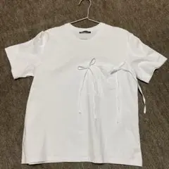 ZARA リボンポケットTシャツ 半袖カットソー ホワイト Mサイズ