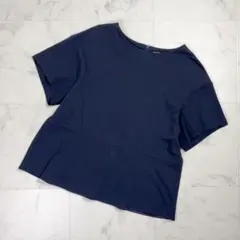 美品 自由区 カットジャージーブラウス ネイビー サイズ44*QD824のサムネイル