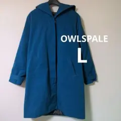 フード付きロングコート ブルー Lサイズ