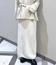 モールニット ロングスカート ホワイト