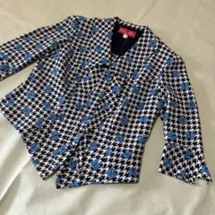 LES amis リボン柄　総柄　ジャケット　昭和レトロ