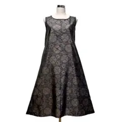 ☆大島紬着物リメイク☆優雅に広がるAラインノースリーブワンピース(ストール付き)