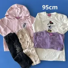 95cm ミニーマウス 冬服 パーカーとトップス ズボン5点セット