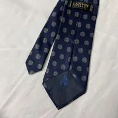 LANVIN ランバン ネクタイ 総柄 ネイビー ヴィンテージ 古着