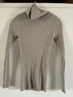 無印良品グレー リブ編み 長袖ニット M