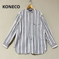 KONECO グランパシャツ ロングスリーブ　バンドカラー　 S