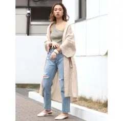 Ungrid アングリッド　リネンデザイン　ガウンコート べージュ　麻　リネン