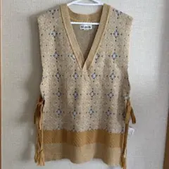 Vネックニットベスト M