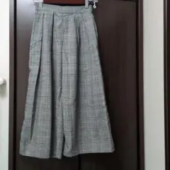 【美品】秋冬　グレー系チェック　グランチェック柄　パンツ　長ズボン　ワイドパンツ