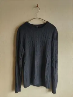 UNIQLO◆メンズМ◆コットンカシミヤクルーネックニット◆ダークブルー