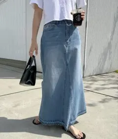 ＊andme＊デニムツイル切替マーメイドスカート