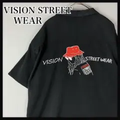 古着 VISION STREET WEAR 20s 刺繍ロゴ ブラック 両面刺繍
