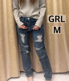 【 GRL 】グレイル ダメージ ズボン デニム パンツ M