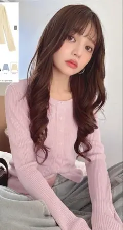 グレイル　リブニットカーディガン 長袖　ピンク