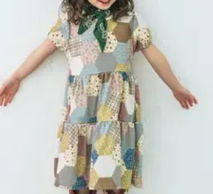 しまむらsoftcheese 裏パイルパッチワークOP 110cm