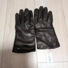 FURLA ダークブラウン レザー グローブ 手袋