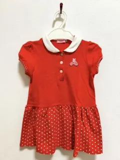 ミキハウス ホットビスケッツ 赤 水玉 ワンピース 90cm