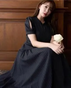 herlipto Pin-Stripe Belted Flared Dress