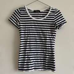 CECIL McBEE ボーダー柄 半袖カットソー