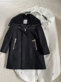 70万越 MONCLER 本物 ファー ダウン コート 黒 0/S