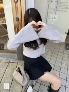 grl フェザーニット ダブルジップ ショート丈トップス [kz442] グレー