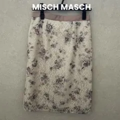 ミッシュマッシュ　花柄レースタイトスカート　M ピンク