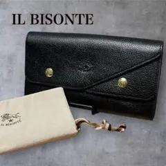 【未使用級】イルビゾンテ 長財布 ダブルフラップ 金ボタン ウォレット 黒