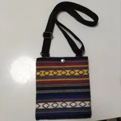 ハンドメイド 多色ストライプ サコッシュ バッグ