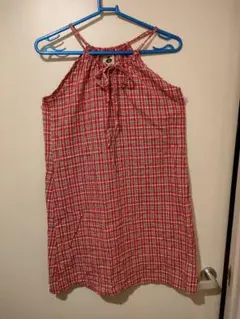 ミニワンピース　ノースリーブチェック柄