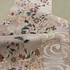 正絹　全通袋帯【萬葉】《花々》